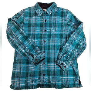 L.L. Bean Teal Plaid Button Down Fleece Lined Shirt / “Shacket”